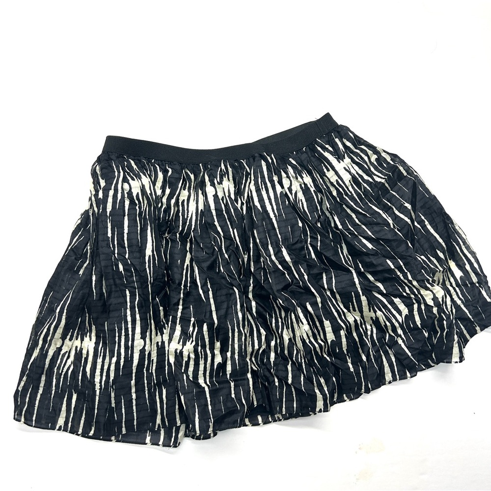 Sea New York Silk Black and White Patterned Skirt Elastic Waist